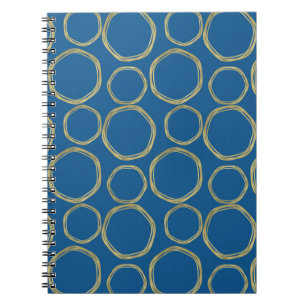 Gold Circles & Bright Blue Modern Trendy Notitieboek