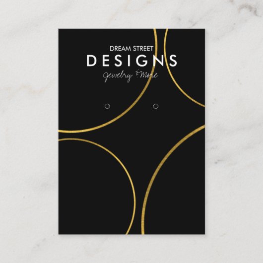 Gold Circles Geometric Earring Display Kaart Visitekaartje (Voorkant)