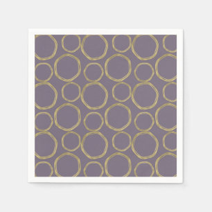 Gold Circles & Rustic Taupe Paars Modern Trendy Servet
