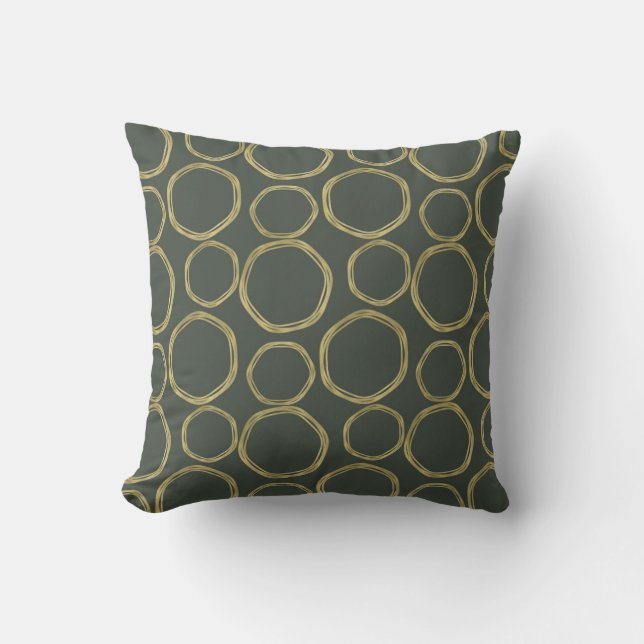 Gold Circles & Rustige Olive Green Modern Trendy Kussen (Voorkant)