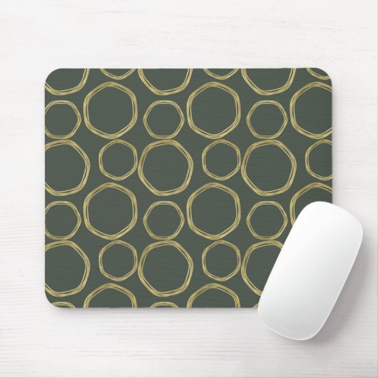 Gold Circles & Rustige Olive Green Modern Trendy Muismat (Met muis)