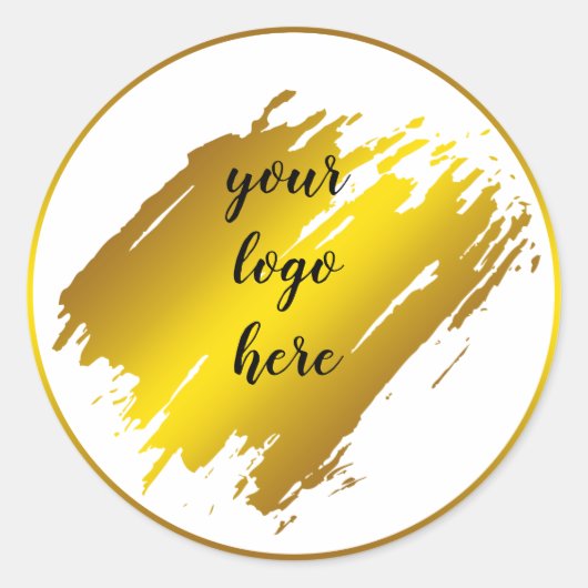 Gold Cirkel Rings Splatter Glitter Custom Logo Ronde Sticker (Voorkant)