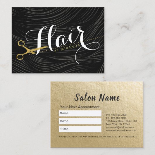 Gold Ciseaux Coiffeuse Salon coiffeuse Rendez-vous (Devant / Derrière)