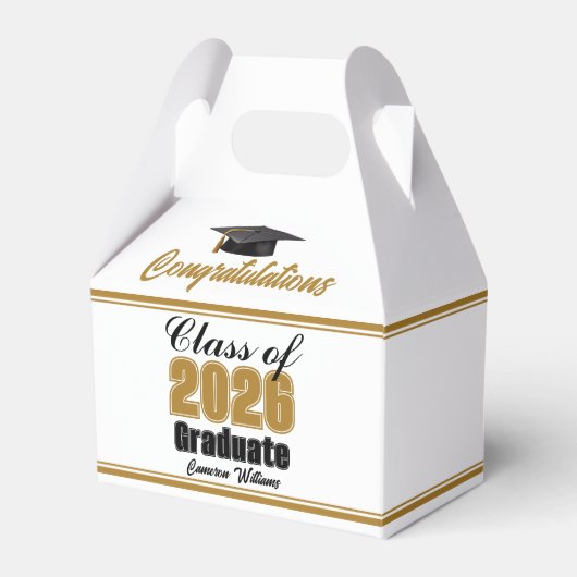Gold Class of 2026 Custom Graduation Party Bedankdoosjes (Voorkant Zijde)