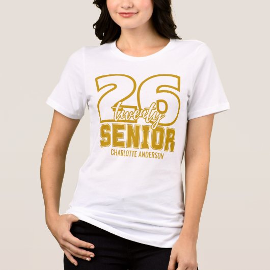 Gold Class of 2026 Graduation  Tri-Blend Shirt (Voorkant)
