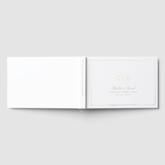 Gold Classic Elegance Script Monogram Wedding Gues Gastenboek (Volledig)