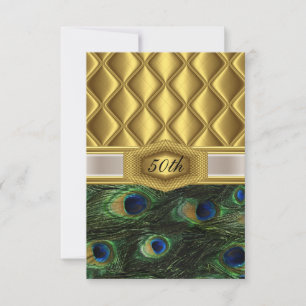 Gold classic Peacock Birthday Invitation Kaart