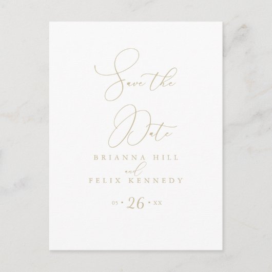 Gold Classy Chic Minimalist Save the Date Briefkaa Briefkaart (Voorkant)