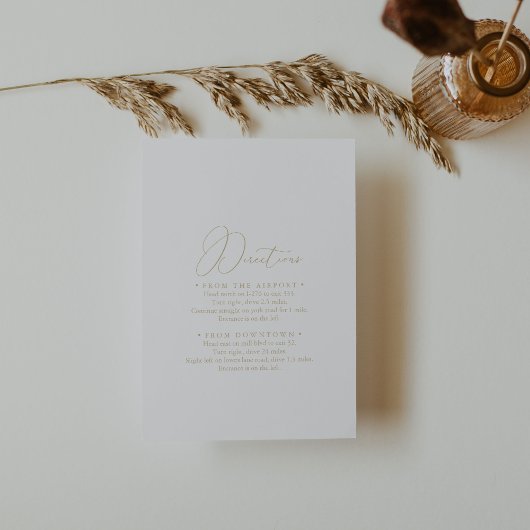 Gold Classy Chic Minimalist Wedding Directions Informatiekaartje
