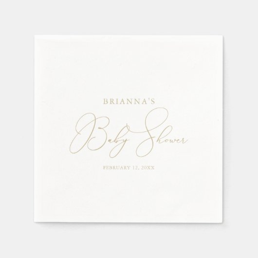 Gold Classy Chic-minimalistisch Baby shower Servet (Voorkant)