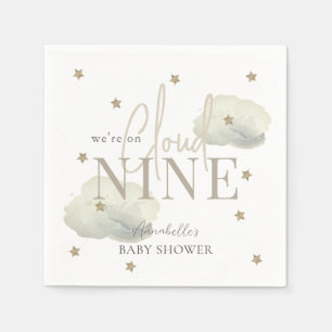Gold Cloud 9 Gold Stars Waterverf Baby shower Servet