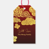 Gold Clouds Dragon papier gesneden Chinees Nieuwja Cadeaulabel (Achterkant)