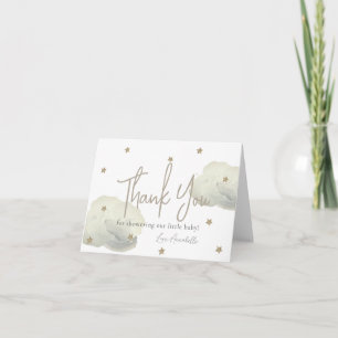 Gold Clouds & Stars Waterverf Baby shower Bedankkaart