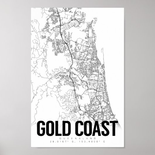 Gold Coast Australia Carte minimaliste Poster d'ar (Devant)