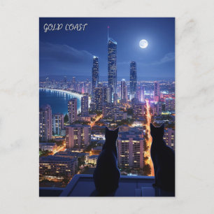 Gold Coast Australië katten bij nacht Briefkaart