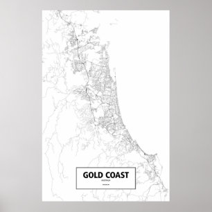 Gold Coast, Australië (zwart op wit) Poster