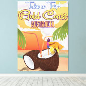 Gold Coast, Australische reisposter Canvas Afdruk (Insitu (Houten vloer))