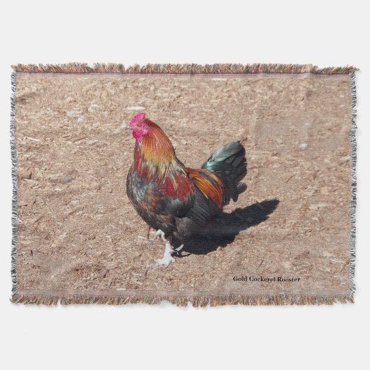 Gold Cockerel Rooster Throw Blanket Deken (Voorkant)