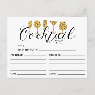 Gold Cocktail Recipcard Briefkaart