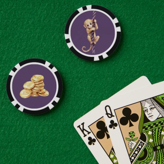 Gold Coin Monkey Purple Rope Poker Chips (Pokertafel (Dubbel))