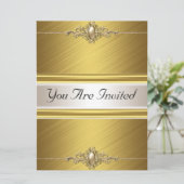 Gold Color Birthday Party Kaart (Staand voorkant)