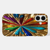 Gold & Color Burst - iPhone 16 Coque (Verso (horizontal))