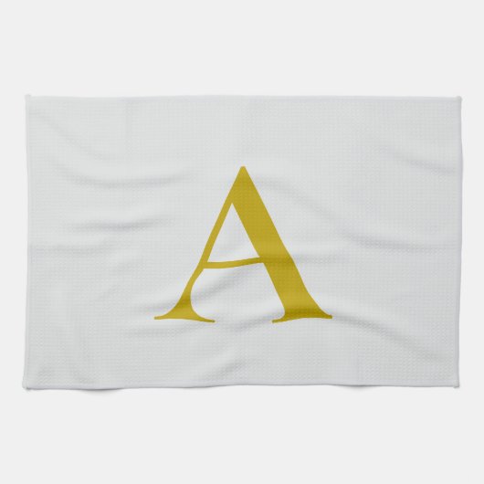 Gold Color Custom Monogram Initial Letter Theedoek (Horizontaal)