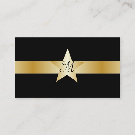 Gold Colored Star Monogramed Visitekaartje (Voorkant)