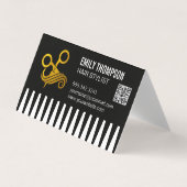 Gold Comb | Hair Stylist | QR Code Visitekaartjes (Voorkant)