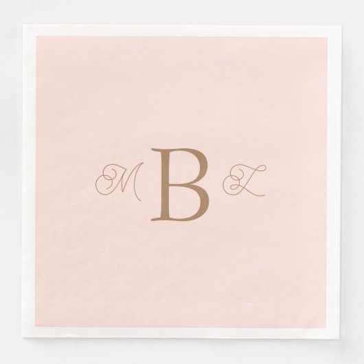 Gold Combo Font Monogram Blush Weddenschap Servet (Voorkant)