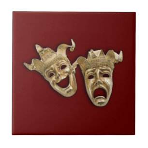 Gold Comedy en tragedie maskers Tegeltje