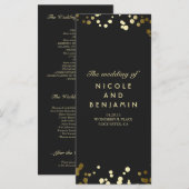 Gold Comfetti Dots Élégants Noir Mariage Programme (Devant / Derrière)