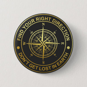 Gold Compass-richting Ronde Button 5,7 Cm
