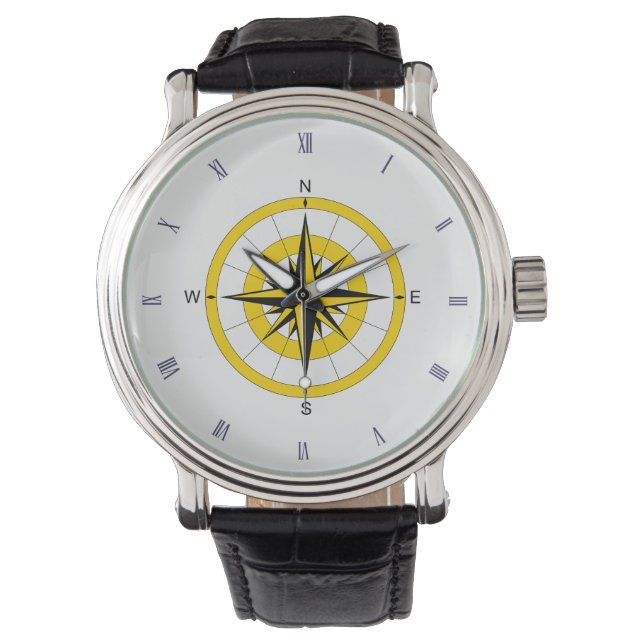  Gold Compass-Roos Horloge (Voorkant)