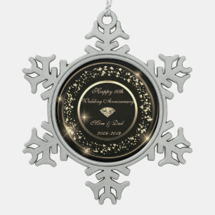Gold Confetti 10th Wedding Jubileum Tin Sneeuwvlok Ornament