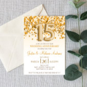 Gold Confetti 15e anniversaire Mariage Invitation