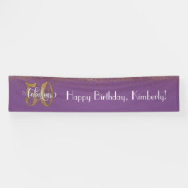 Gold Confetti 50 & Fabulous Happy Birthday, Paarse Spandoek