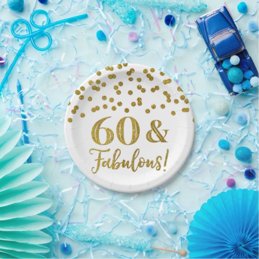 Gold Confetti 60 en Fabulous Birthday Paper Bord (Feest)
