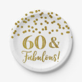 Gold Confetti 60 en Fabulous Birthday Paper Bord (Voorkant)