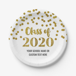 Gold Confetti Afstuderen 2020 Papieren Bordje