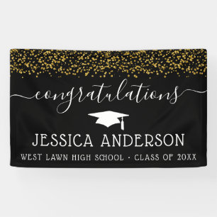 Gold Confetti Afstuderen Banners Afstudeerder Part
