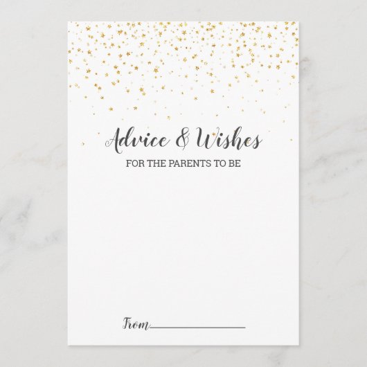 Gold Confetti Baby shower Cartes de conseil (Devant)