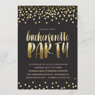 GOLD CONFETTI BACHELORETTE FEESTuitnodiging Kaart
