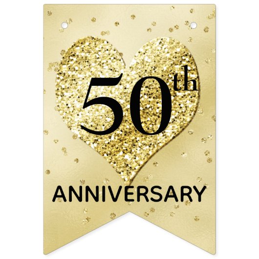 Gold Confetti - Bannière du 50e anniversaire de Ma (Deuxième drapeau)
