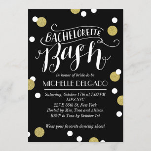 Gold Confetti Bash   Bachelorette Party Kaart