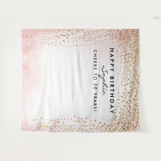 Gold Confetti Birthday Backdrop Elke leeftijd Wandkleed (Voorkant (horizontaal))