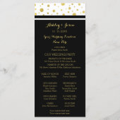 Gold Confetti Black White Wedding Programme (Dos)