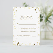 Gold Confetti Blanc Elégant Mariage Cartes RSVP (Debout devant)