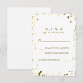 Gold Confetti Blanc Elégant Mariage Cartes RSVP (Devant / Derrière)