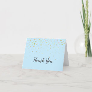 Gold Confetti Blue Baby shower - Hartelijk dank Bedankkaart
